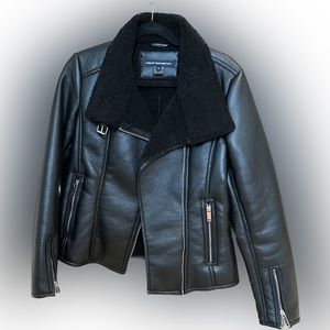 French connection faux leather shearling coat
